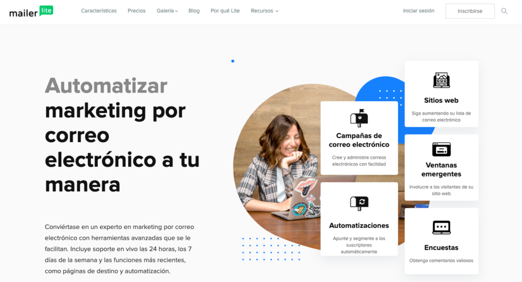 MailerLite página principal en español