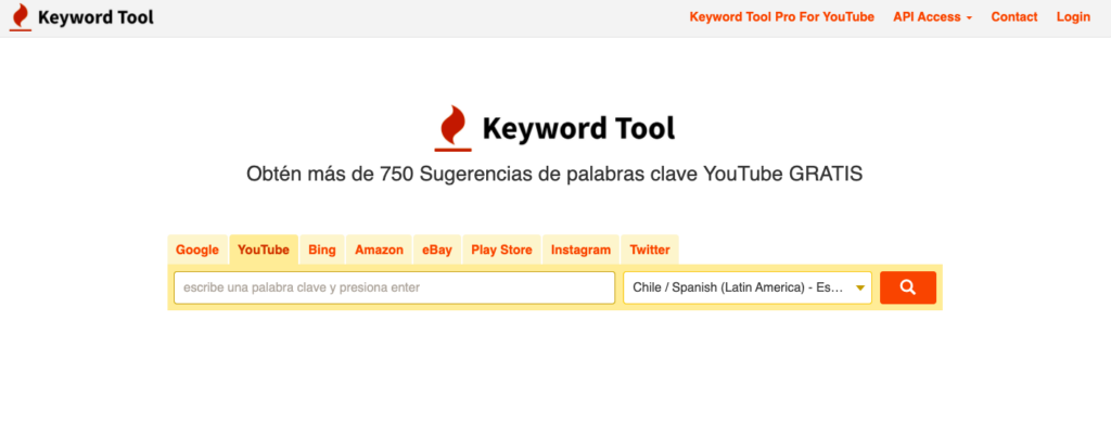 Keyword Tool YouTube página principal