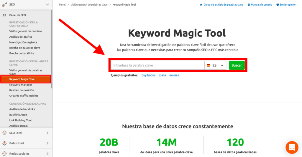 Keyword Magic herramienta SEMrush en español