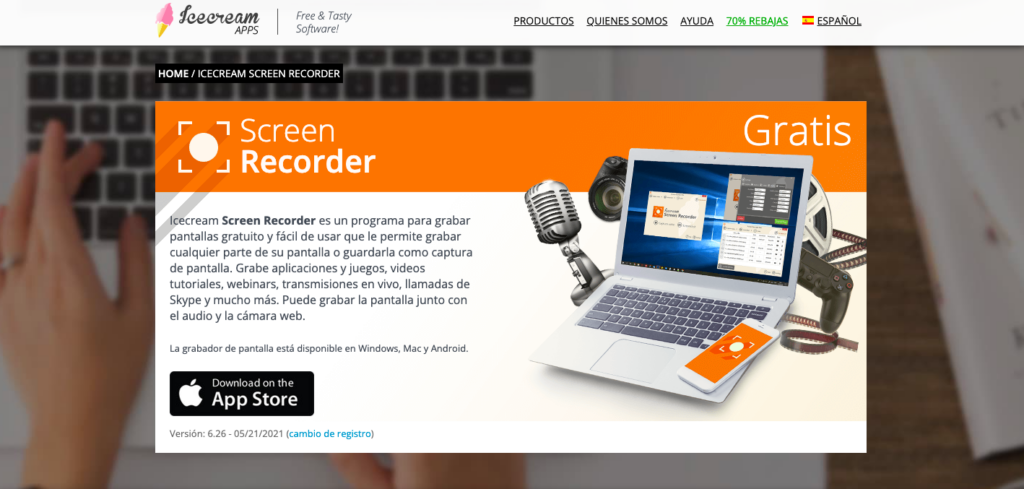 Icecream Screen Recorder página en español