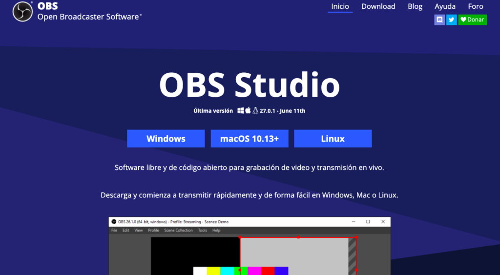 OBS Studio en español grabador de pantalla
