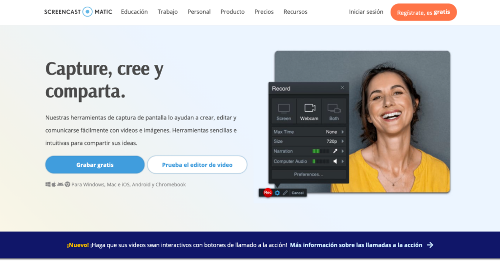 Screencast O Matic en español grabador de pantalla