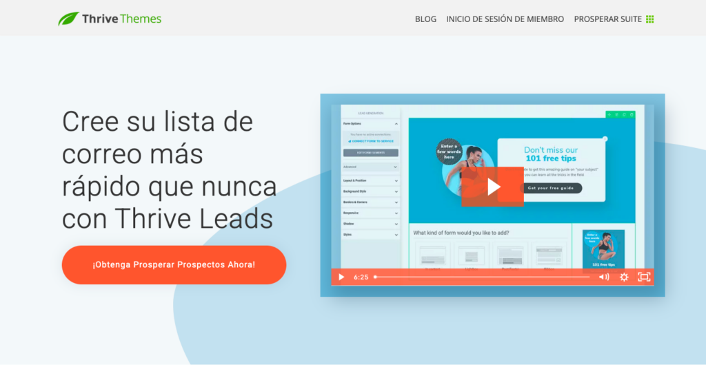 Thrive Leads página principal en español