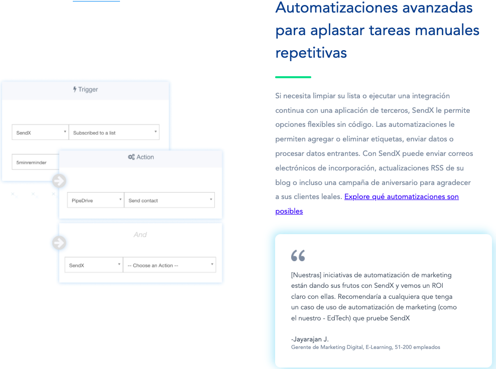 SendX Automatizaciones Español