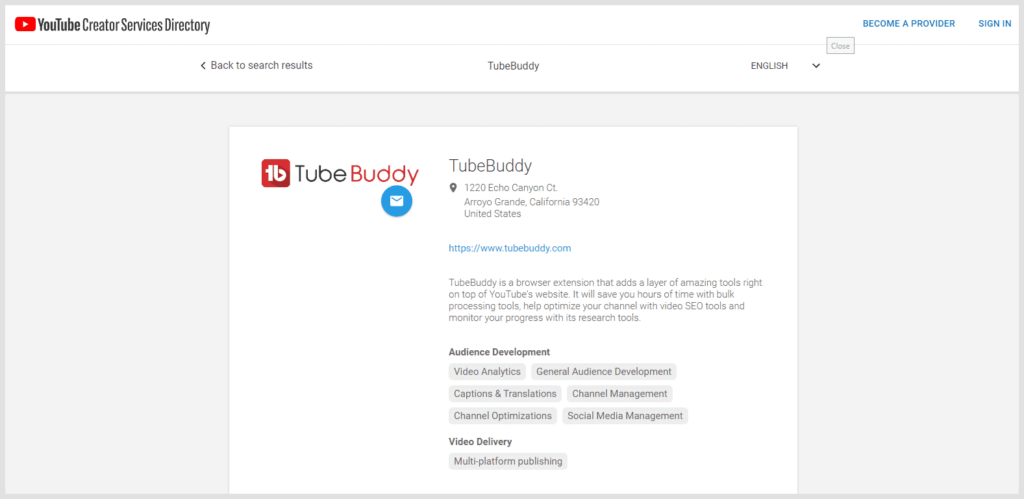 TubeBuddy Certificación de YouTube