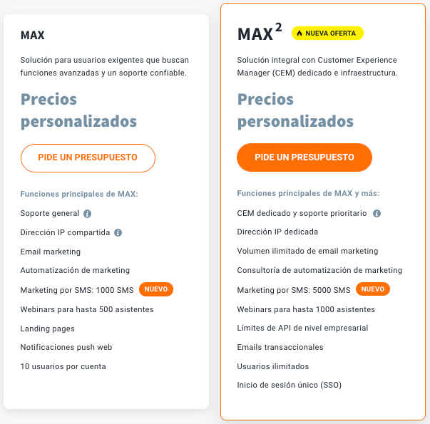 Plan Max GetResponse Español